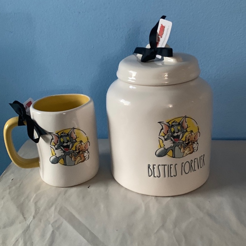 Rae Dunn Tom and jerry besties forever canister and mug set